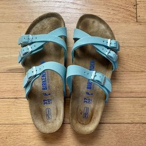 Birkenstock Franca Nubuck Aqua cross strap sandals size 37